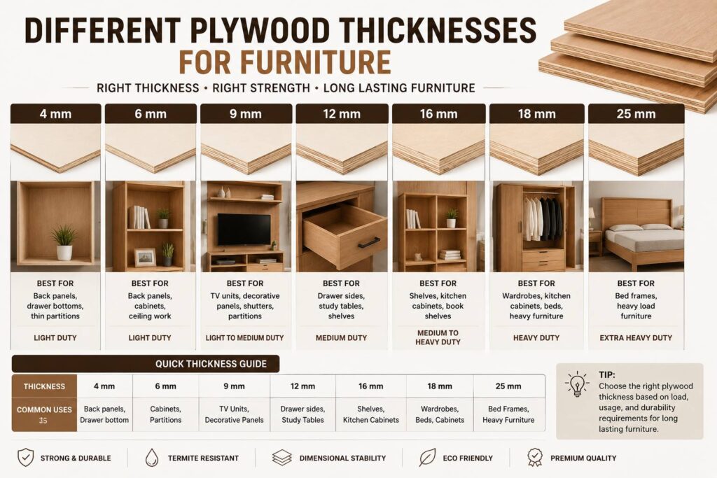 Different plywood thicknesses for furniture