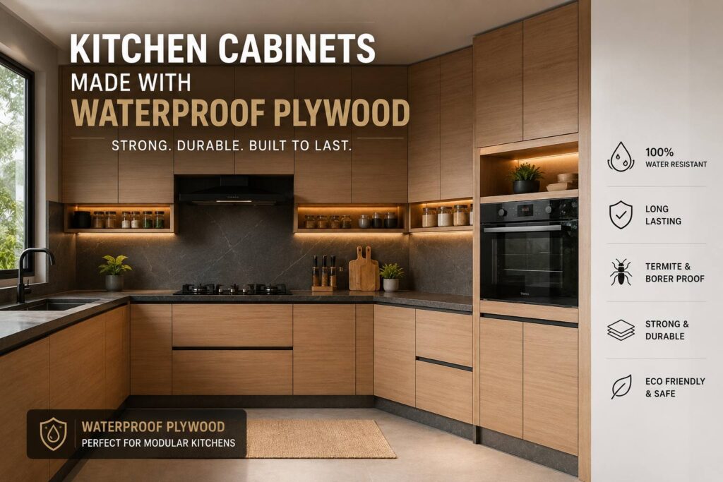 Kitchen cabinets made with waterproof plywood